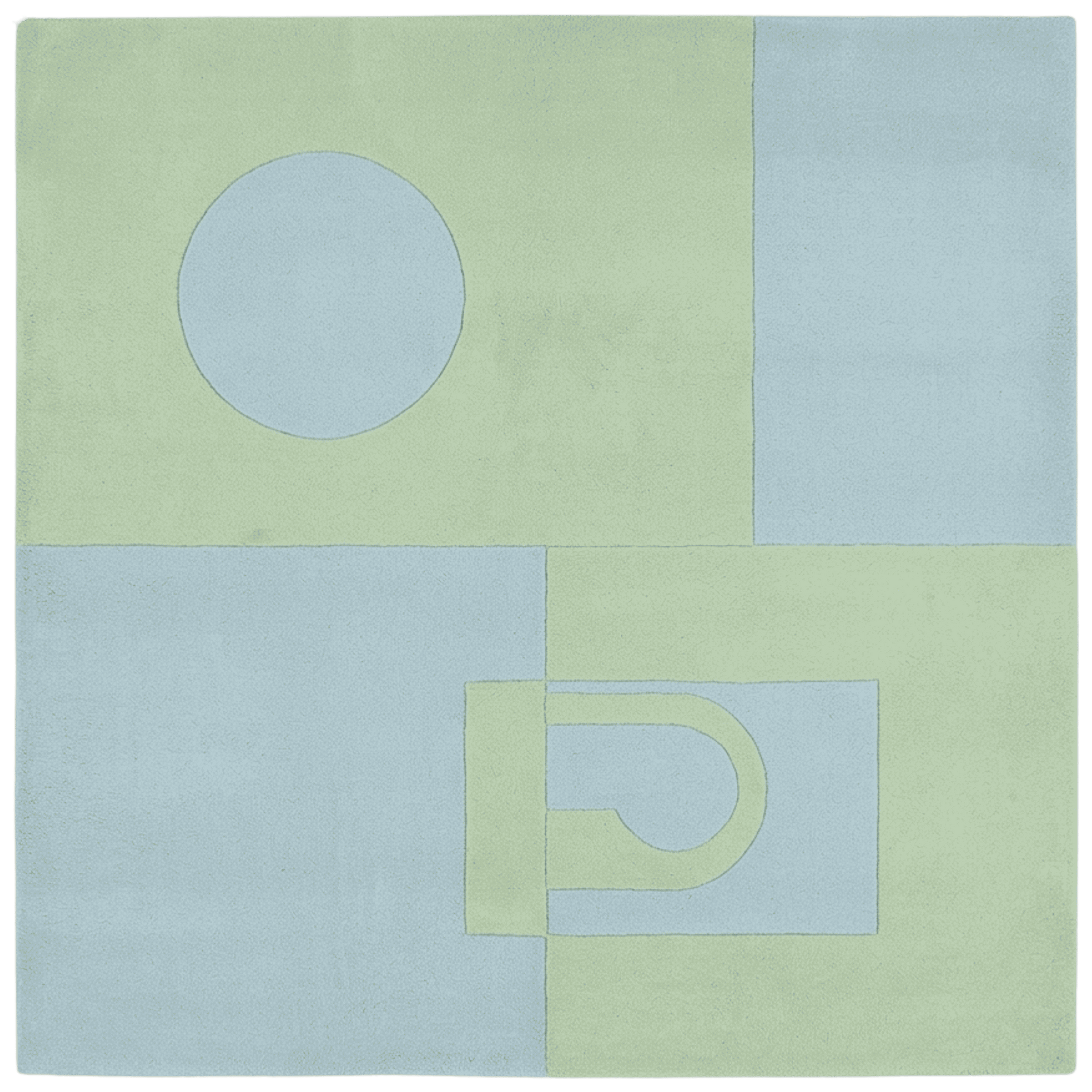 Geometric design with shapes on a green and blue background