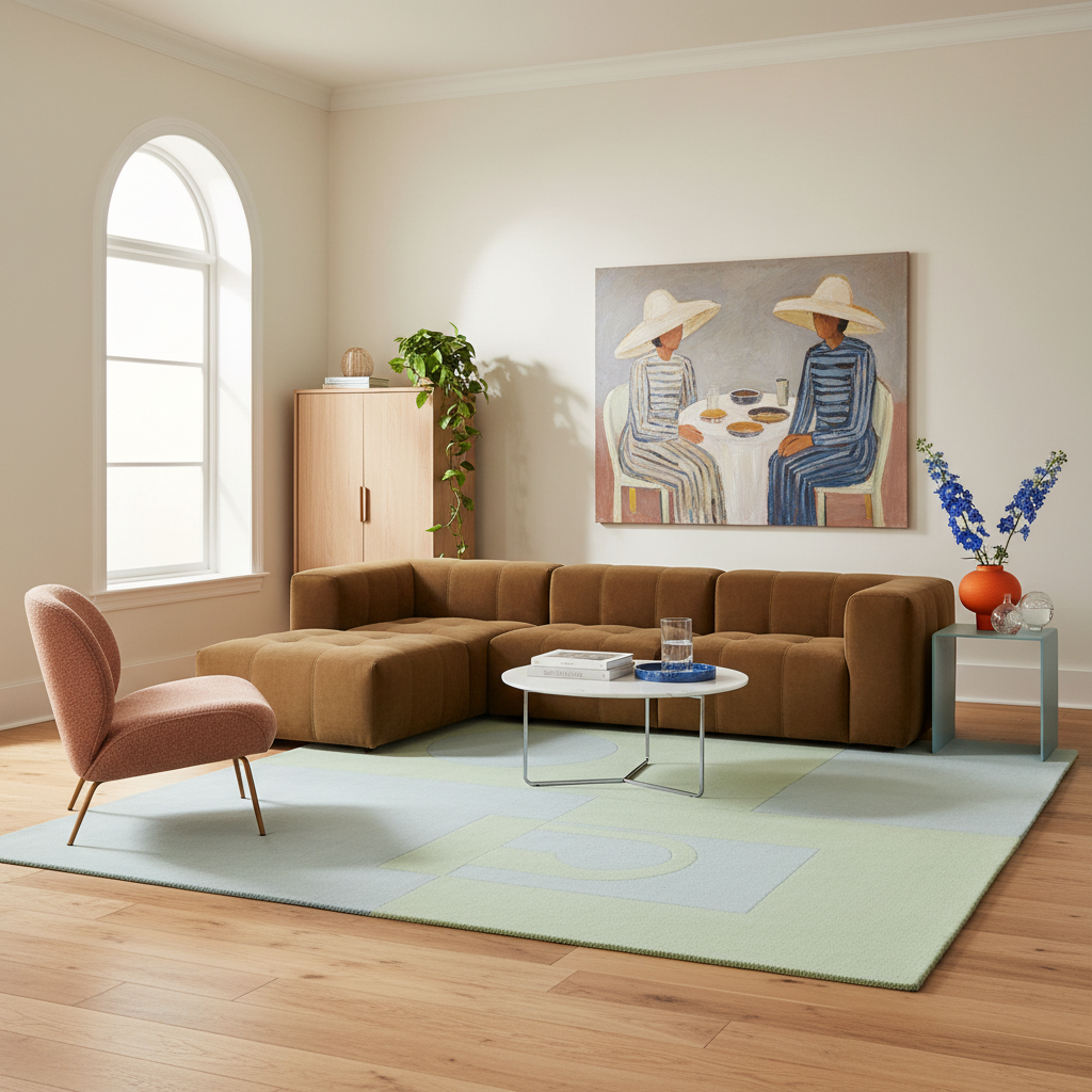 River Round Hand Tufted Wool Rug