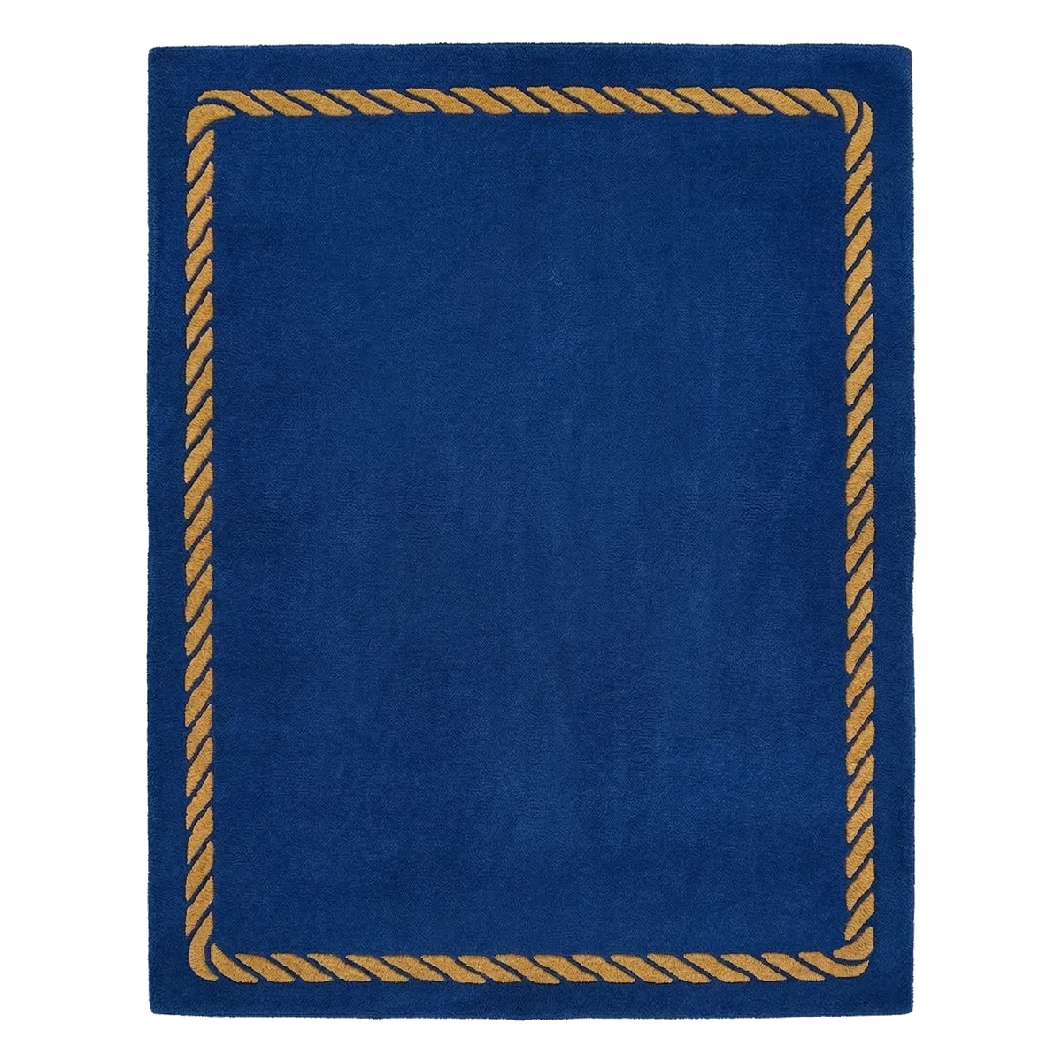 Rope Frame Dark Blue Hand Tufted Wool Rug 