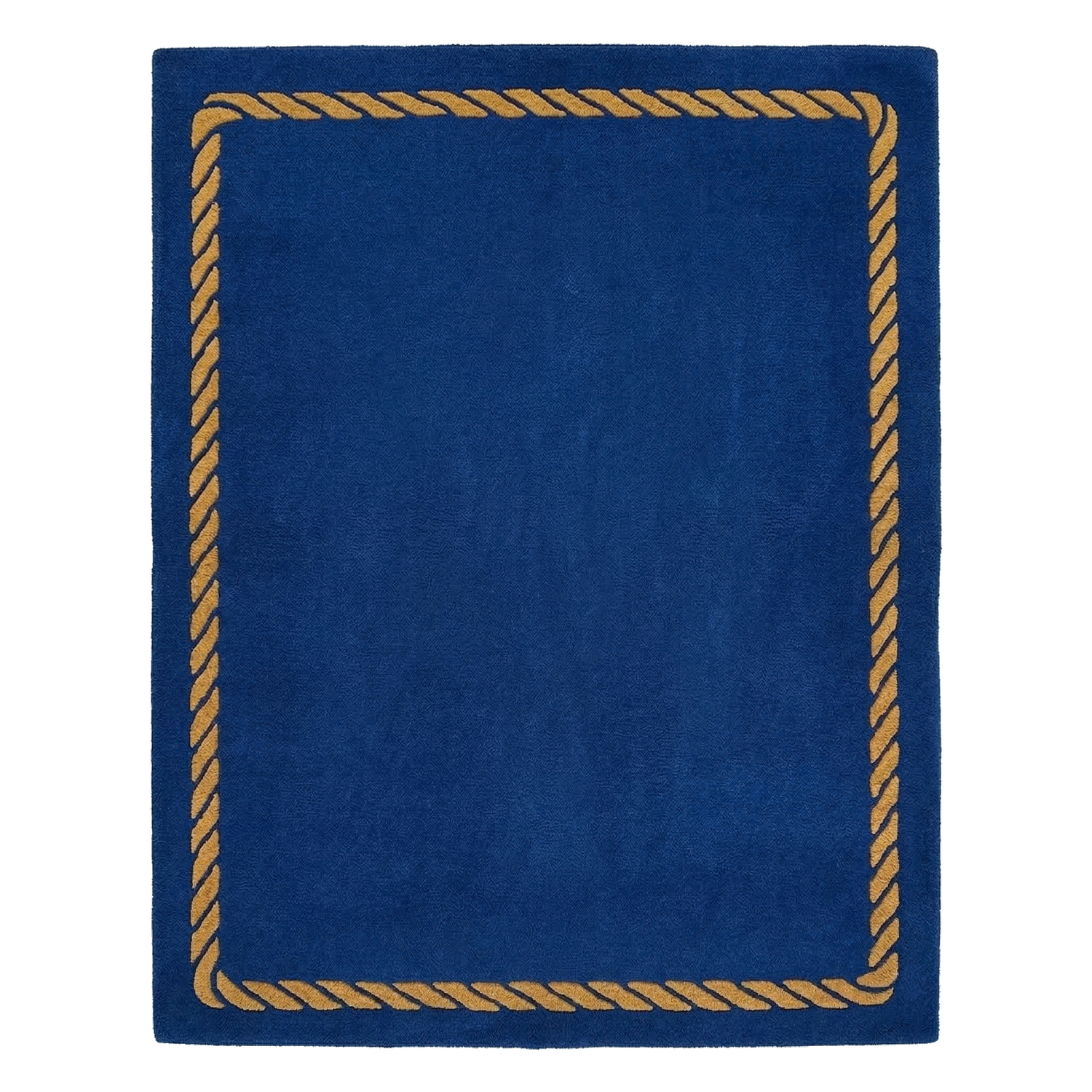 Rope Frame Dark Blue Hand Tufted Wool Rug 