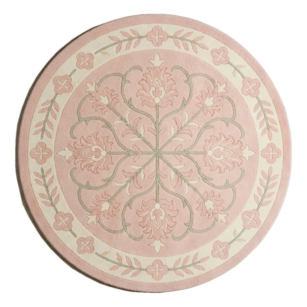 Rose Petal Compass Round Hand Tufted Wool Rug - alternate view