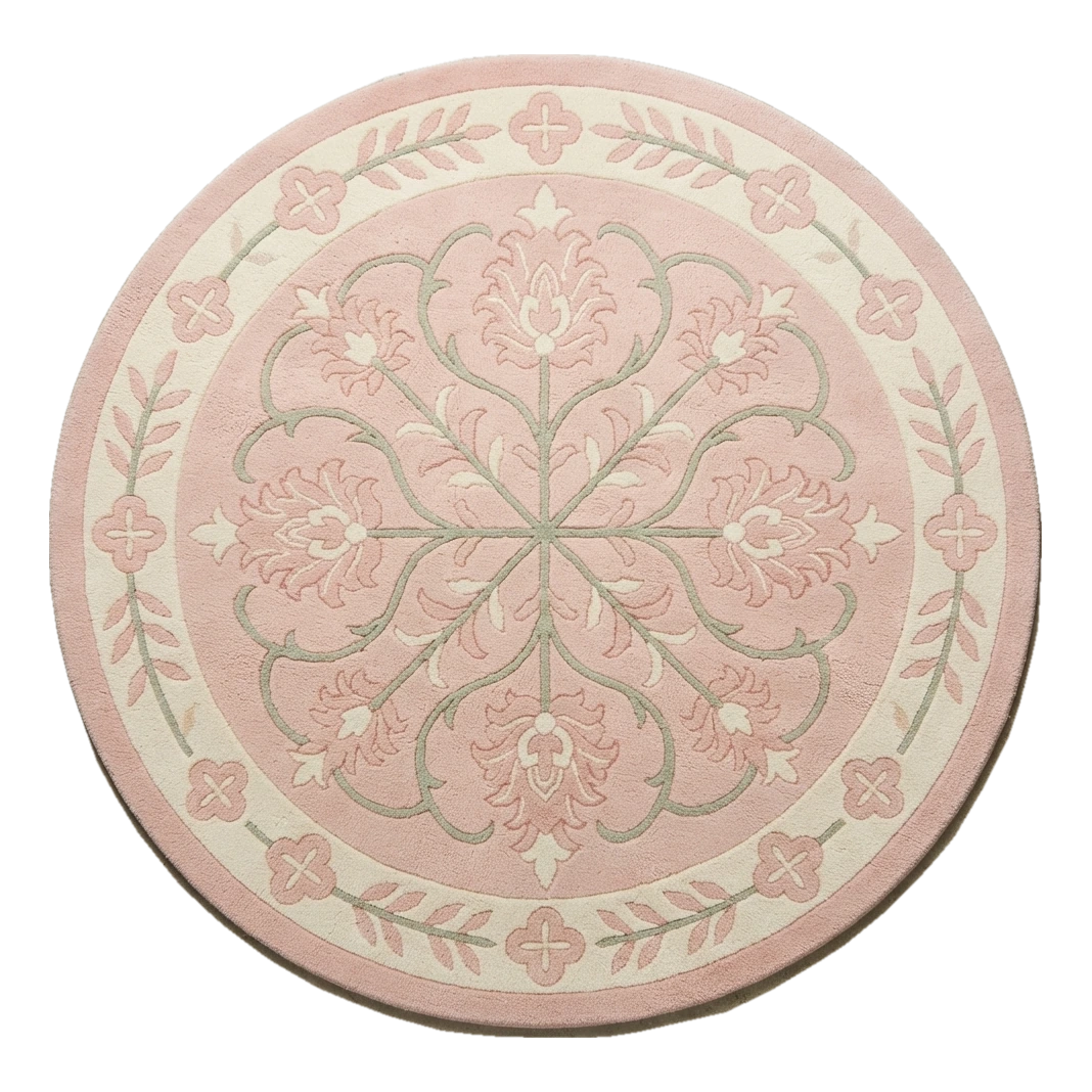 Rose Petal Compass Round Hand Tufted Wool Rug