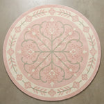 Rose Petal Compass Round Hand Tufted Wool Rug - studio photo