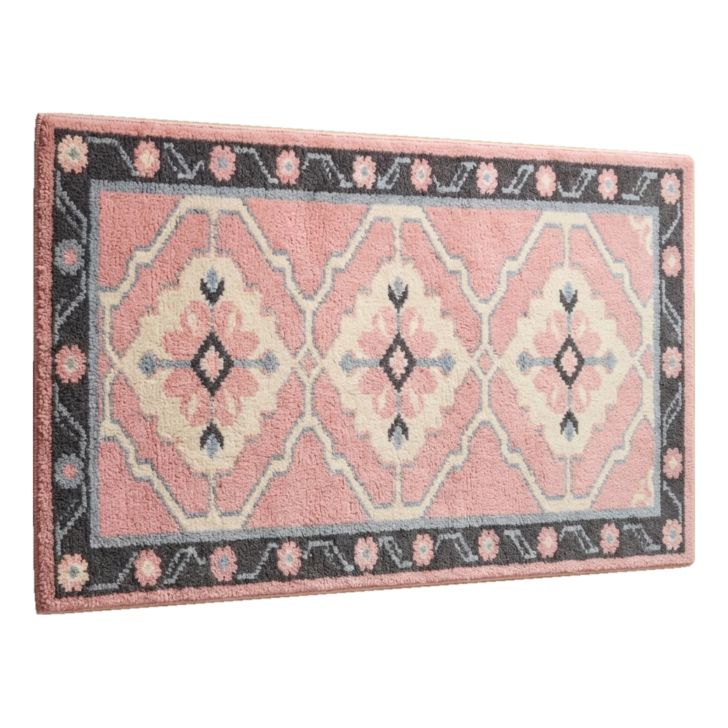 Rosy Ribbon Medallions Hand Tufted Runner Rug - alternate view