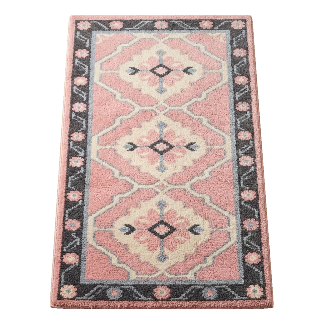 Rosy Ribbon Medallions Hand Tufted Runner Rug