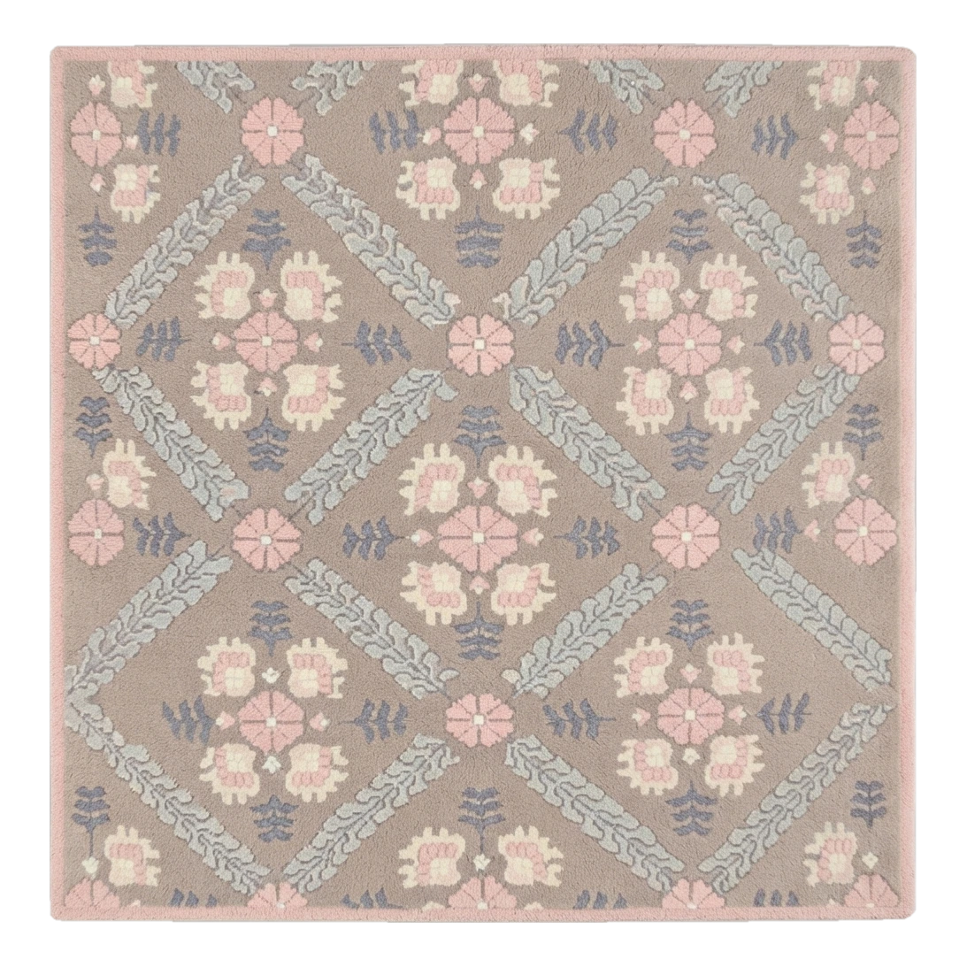 Rosy Trellis Posy Square Hand Tufted Wool Rug - alternate view