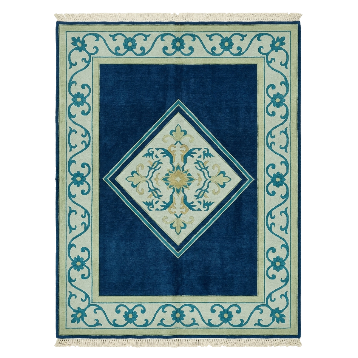 Royal Indigo Medallion Hand Knotted Rug 