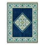 Royal Indigo Medallion Hand Knotted Rug 