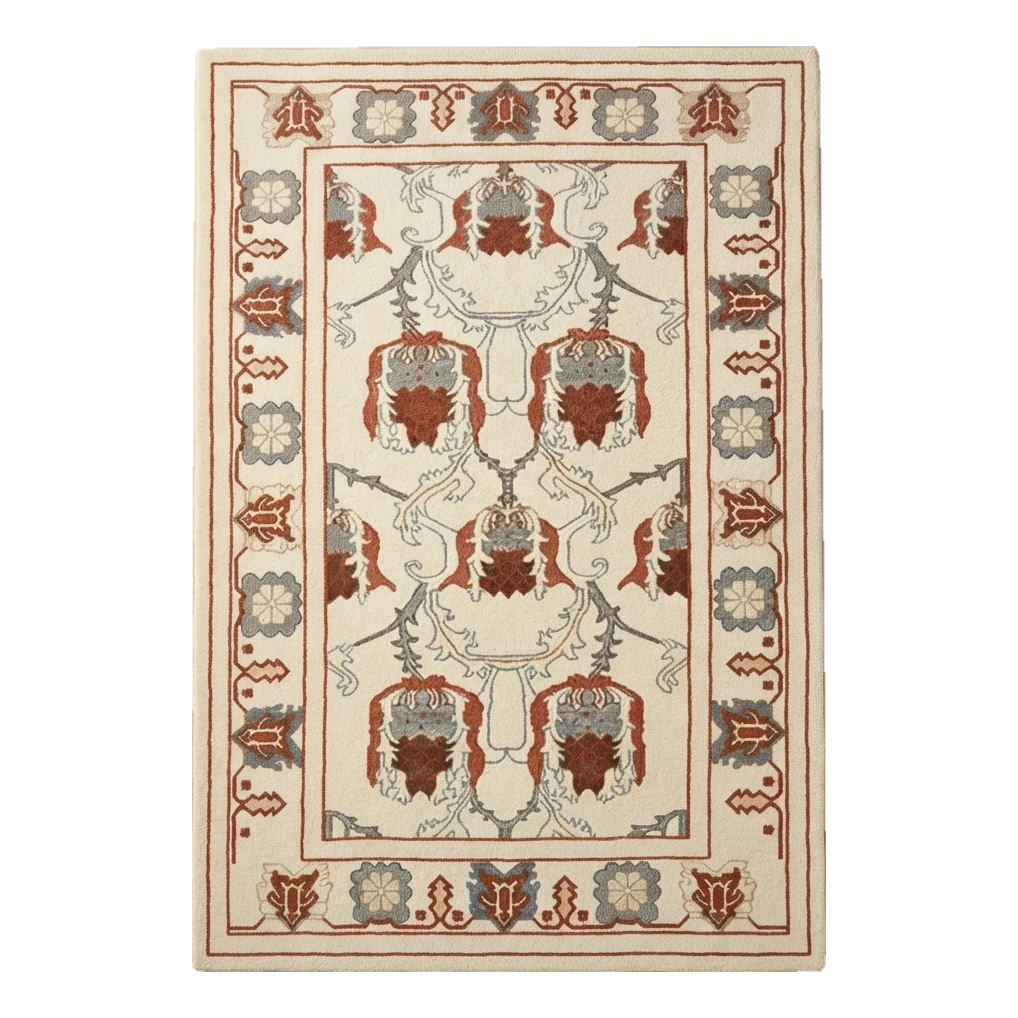 Russet Pomegranate Lantern Hand Tufted Wool Rug