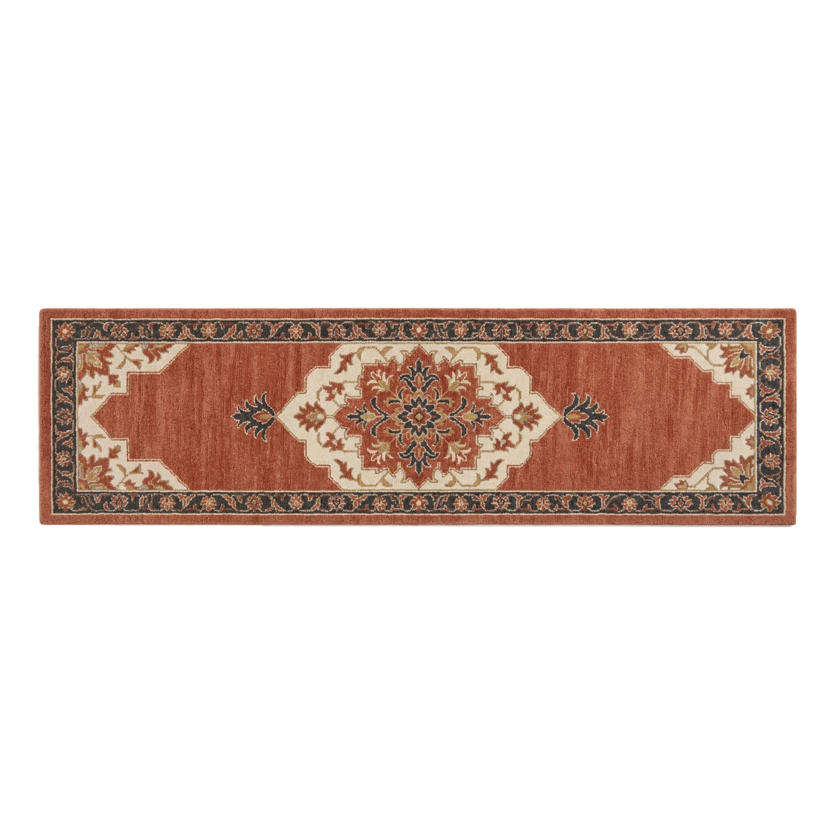 Rust Medallion Path Hand Tufted Runner Rug - alternate view