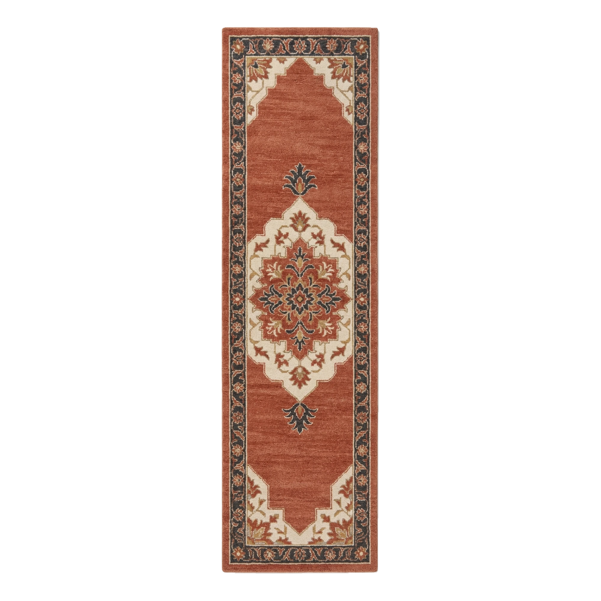 Rust Medallion Path Hand Tufted Runner Rug