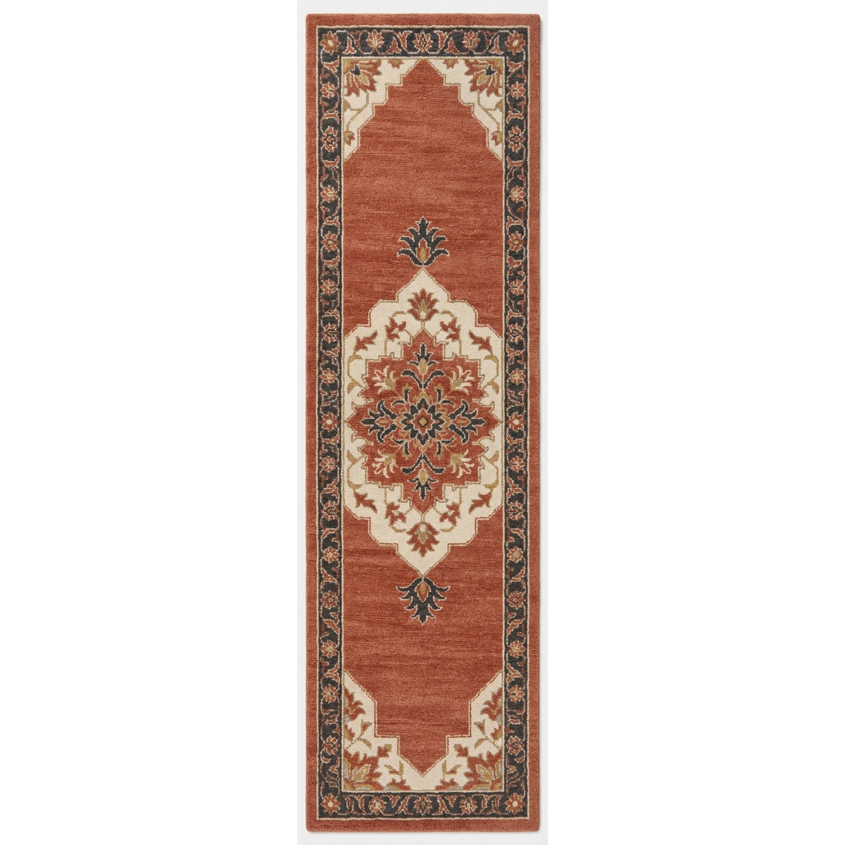 Rust Medallion Path Hand Tufted Runner Rug - studio photo
