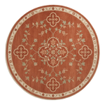 Rust Vine Quatrefoil Round Hand Knotted Rug - alternate view