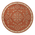 Rust Vine Quatrefoil Round Hand Knotted Rug