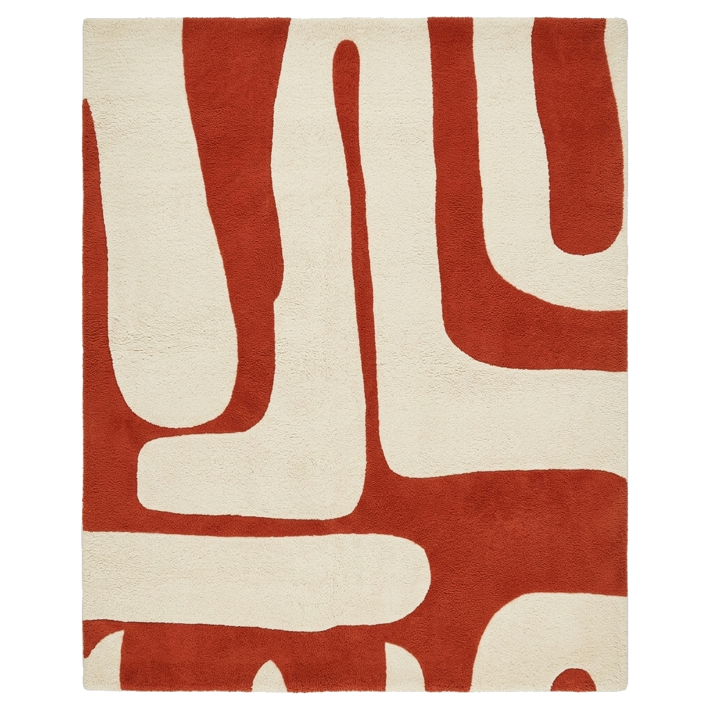 Rust Modern Art Hand Tufted Wool Rug