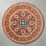 Saffron Octagon Garden Round Hand Tufted Wool Rug - studio photo
