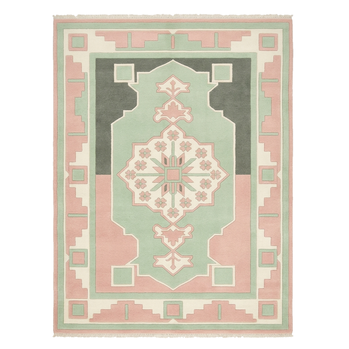 Sage & Pastel Step Hand Knotted Rug 