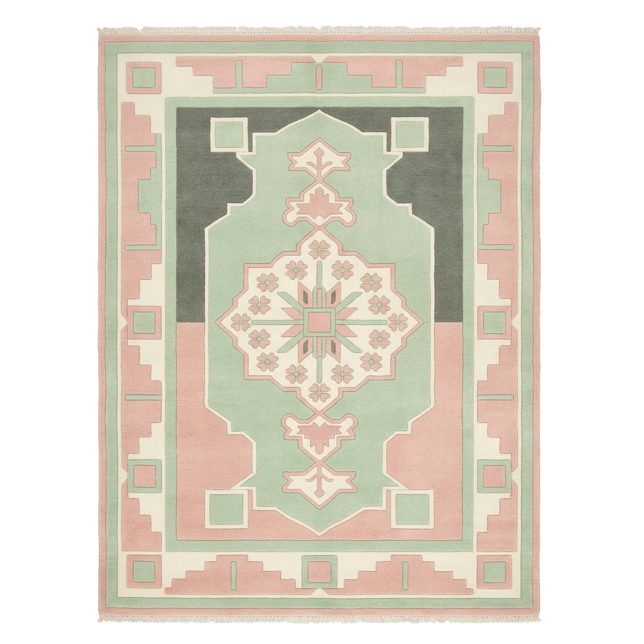 Sage & Pastel Step Hand Knotted Rug 