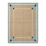 Sandstone Beaded Border Hand Tufted Wool Rug 