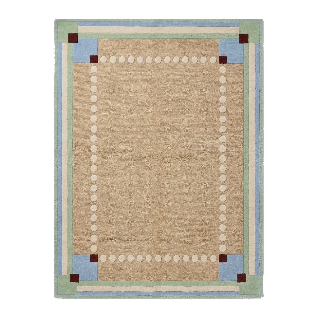 Sandstone Beaded Border Hand Tufted Wool Rug 
