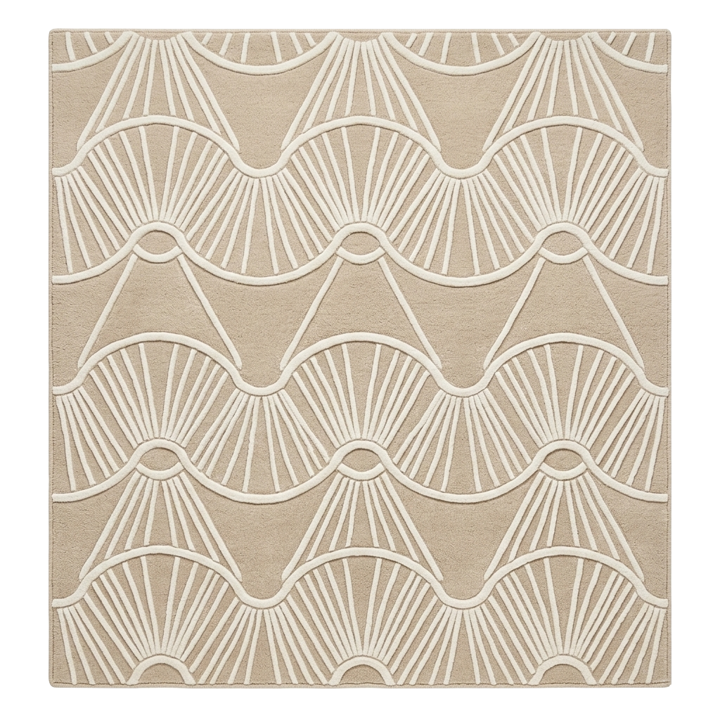 Sandy Shell Radiance Square Hand Tufted Wool Rug 
