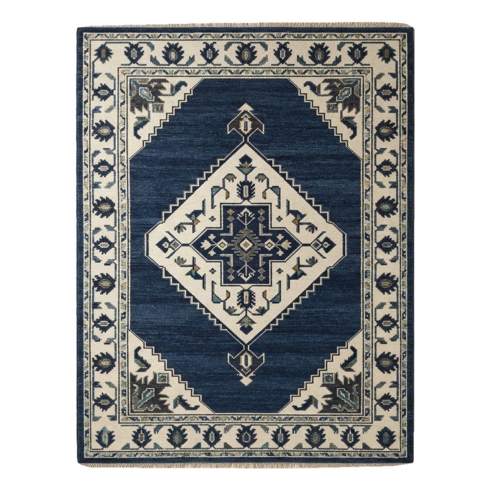 Sapphire Harbor Medallion Hand Knotted Rug