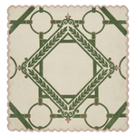 Decorative green rug on a beige background