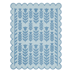 Scalloped Floral Silhouette Blue Hand Tufted Wool Rug