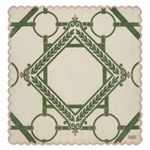 Decorative green rug on a beige background