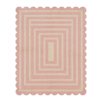 Scalloped Pink Frame in Frame Hand Tufted Wool Rug