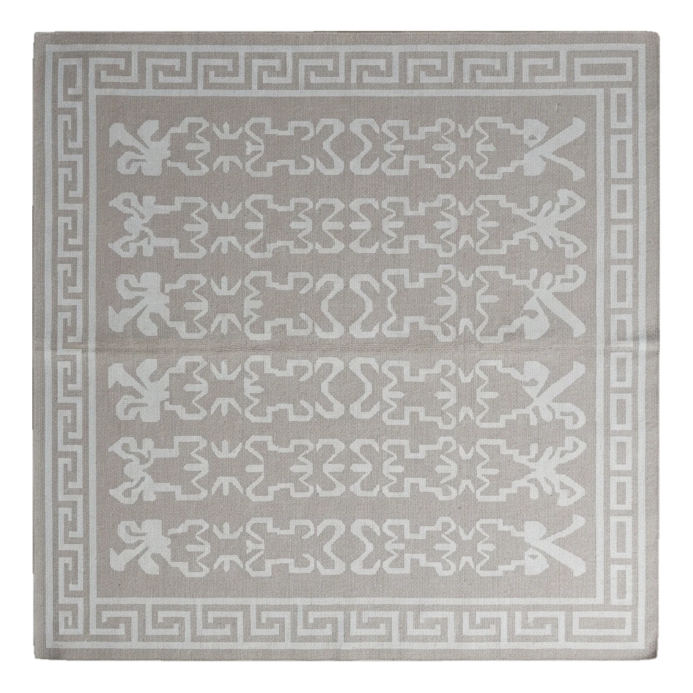Silver Meander Folklore Flatweave Cotton Dhurrie Rug - alternate view