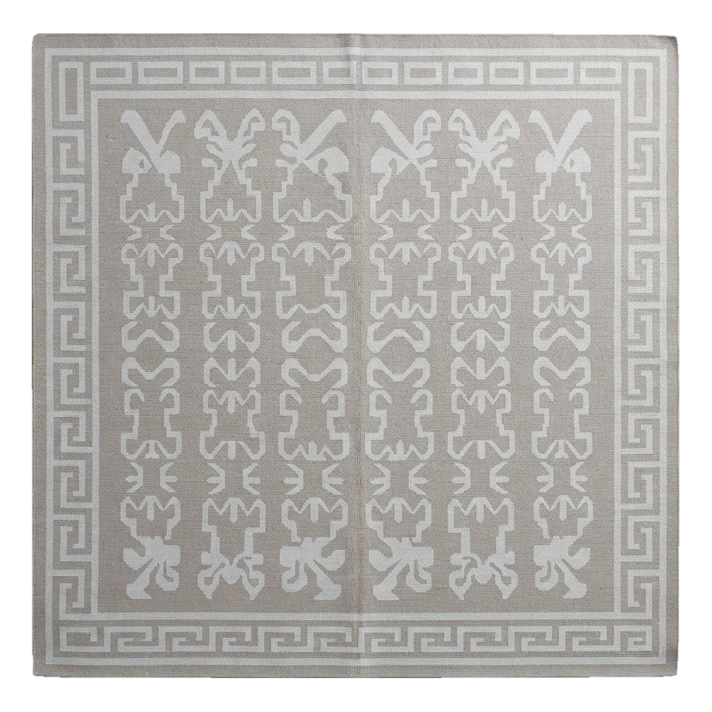Silver Meander Folklore Flatweave Cotton Dhurrie Rug