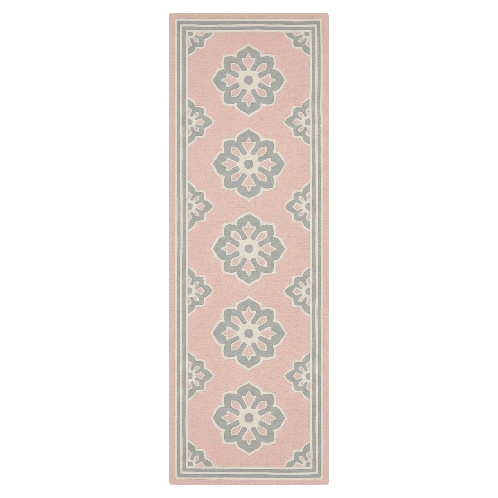 Simple Floral Motif Hand Tufted Wool Runner Rug