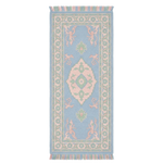 Sky Blush Medallion Hand Knotted Runner Rug