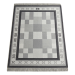 Slate Checkerboard Frame Flatweave Cotton Dhurrie Rug