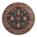 Smoky Coral Urns Round Hand Knotted Rug