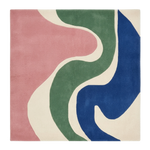 Soft Current Lines Square Hand Tufted Wool Rug 