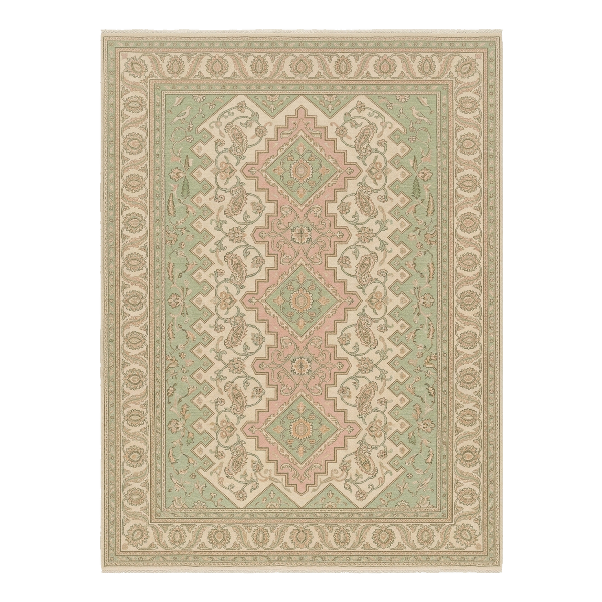 Soft Paisley Garden Hand Knotted Rug 