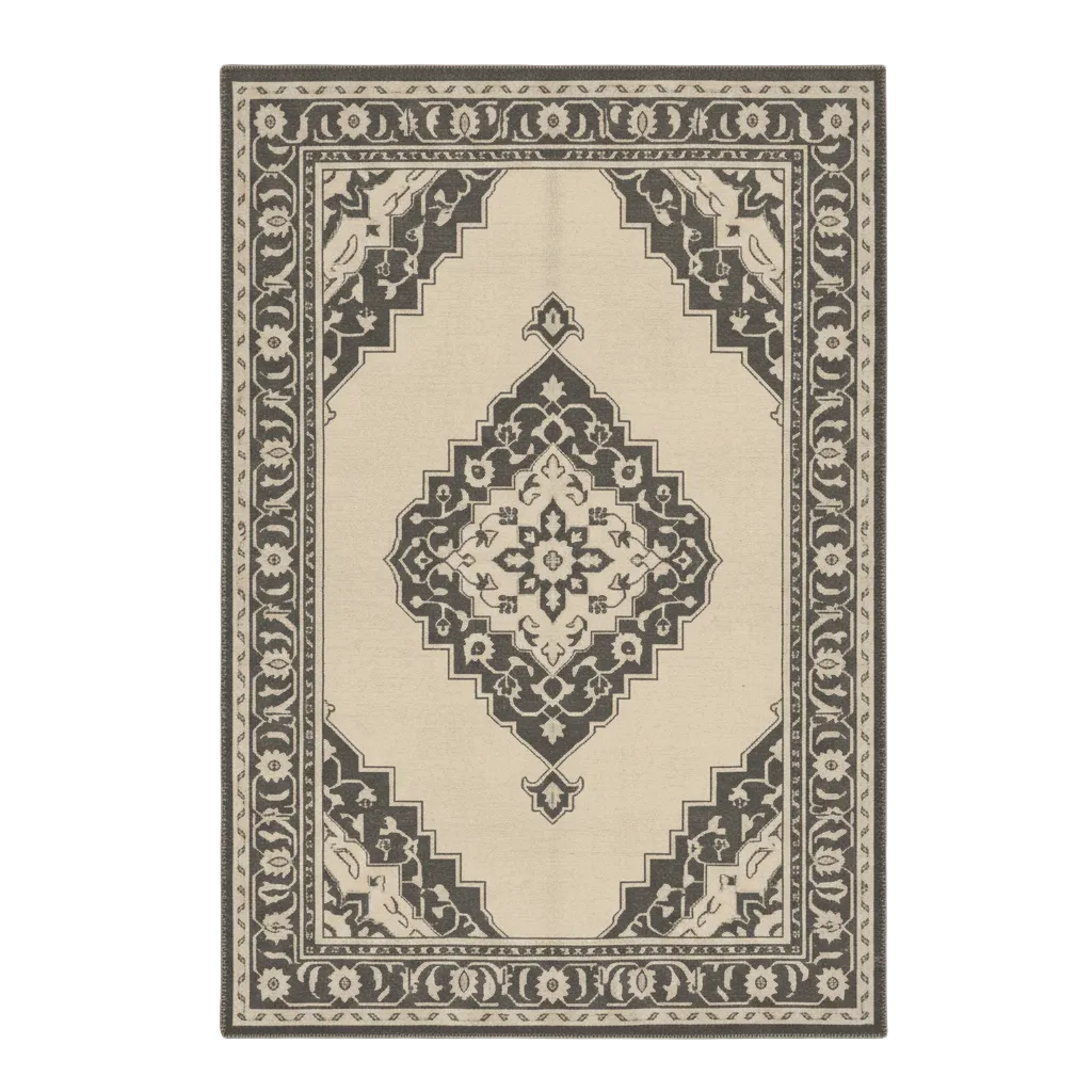 Decorative rug with intricate pattern on a clear background