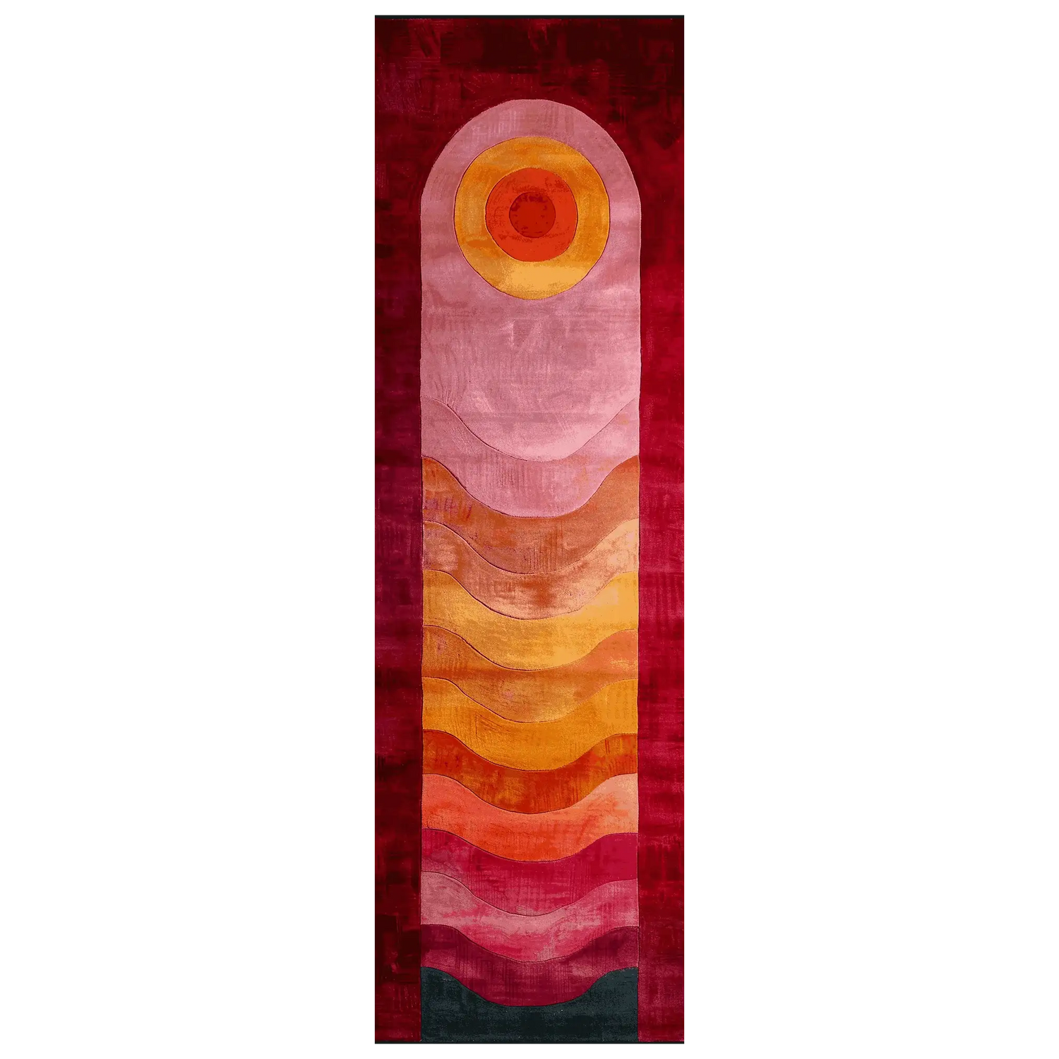 Solar Flame Waves Hand Tufted Runner Rug