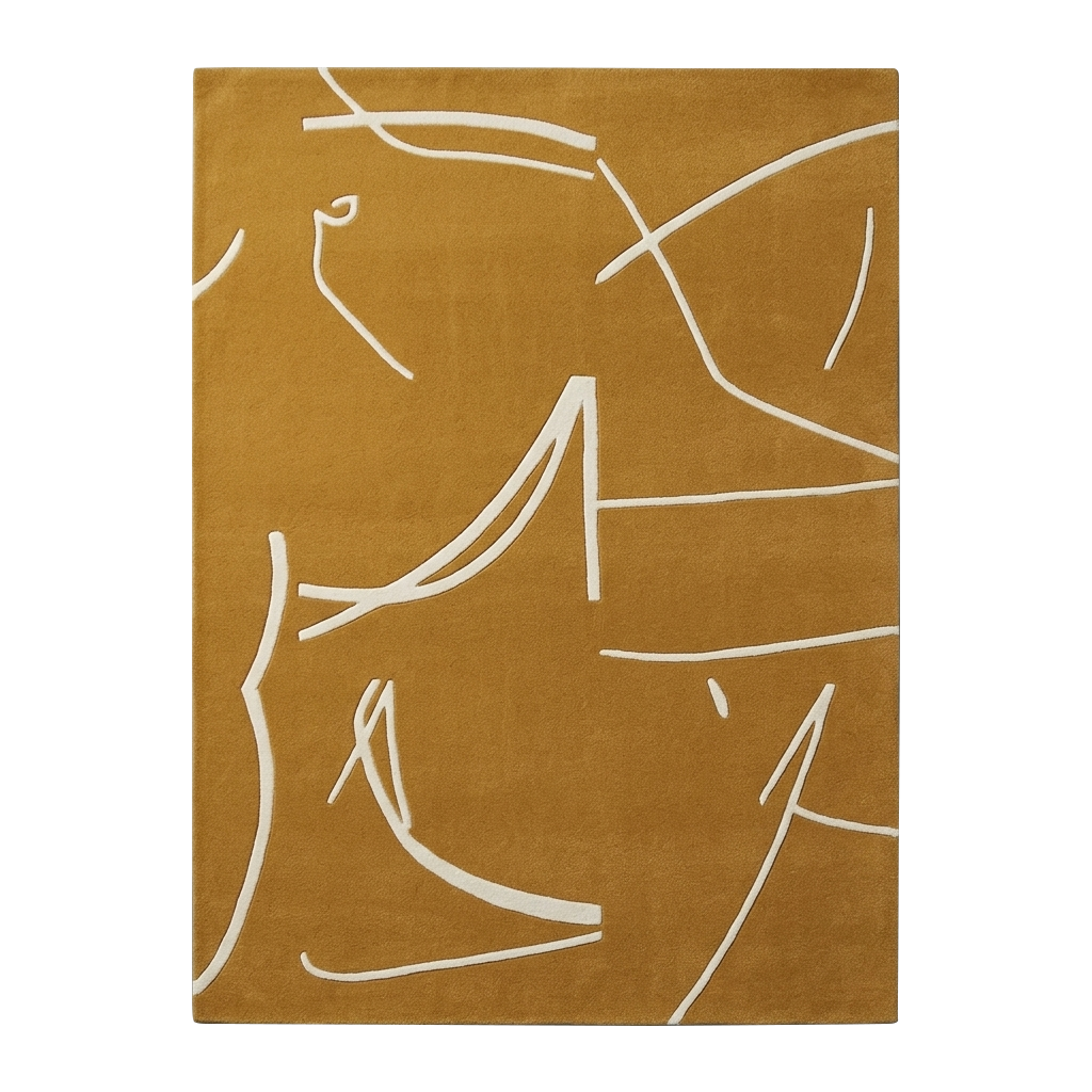 Some Yellow Scribbles Hand Tufted Wool Rug