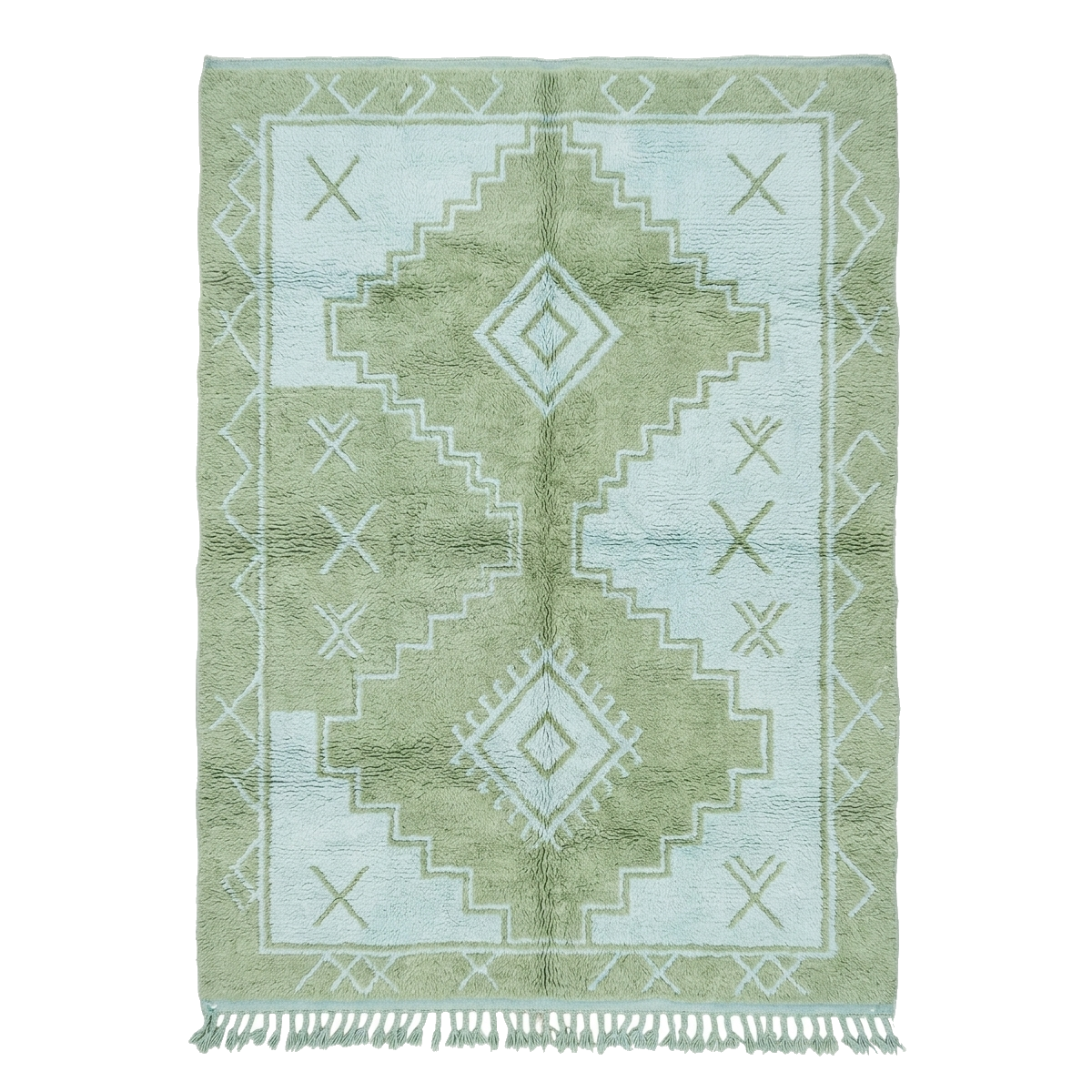 Stepped Sage Moroccan Shag Rug 