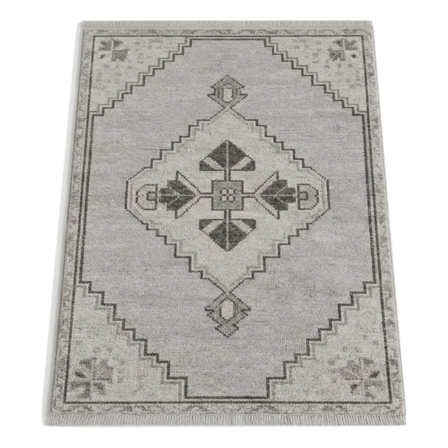 Stone Ash Medallion Hand Knotted Rug