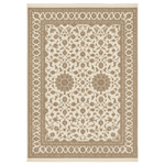 Decorative rug with intricate patterns on a plain background