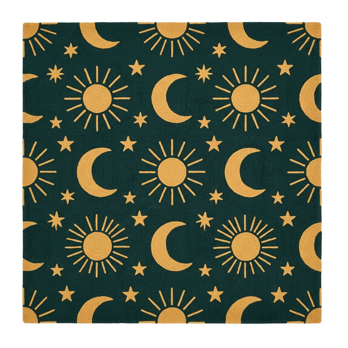 Sun Stars & Moon Square Hand Tufted Wool Rug