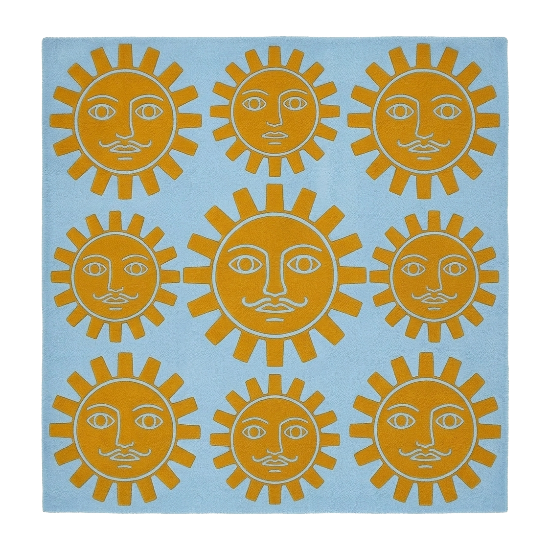 Sunny Faces Square Hand Tufted Wool Rug