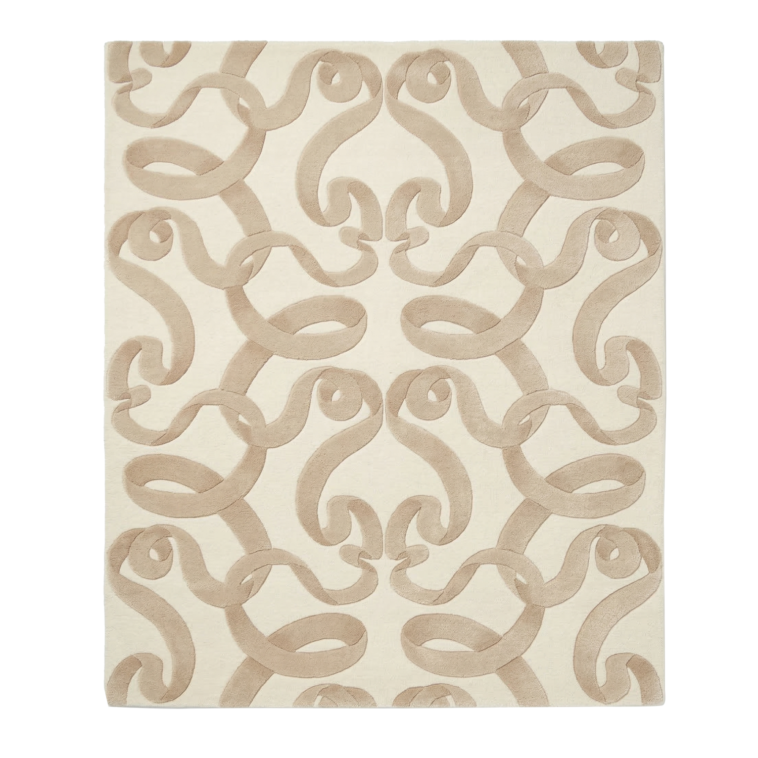Taupe Ribbon Hand Tufted Viscose Rug — Custom 3' × 7'