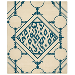 Teal Ikat Lattice Hand Knotted Rug