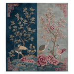 Teal Mist Cranes Hand Tufted Viscose Rug 