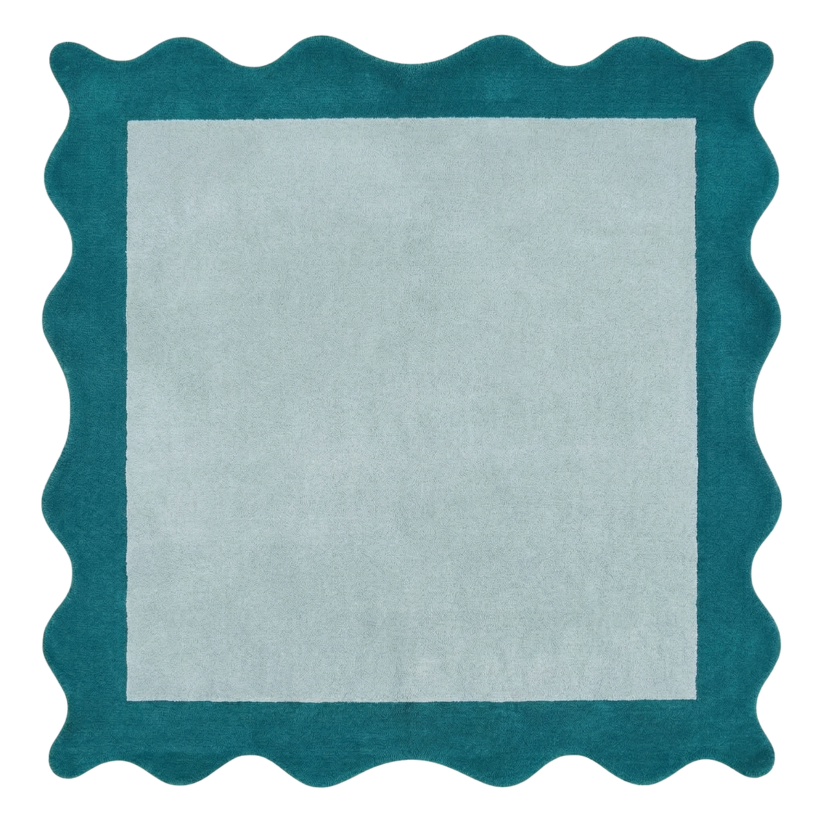 Teal Rhythm Square Hand Tufted Wool Rug